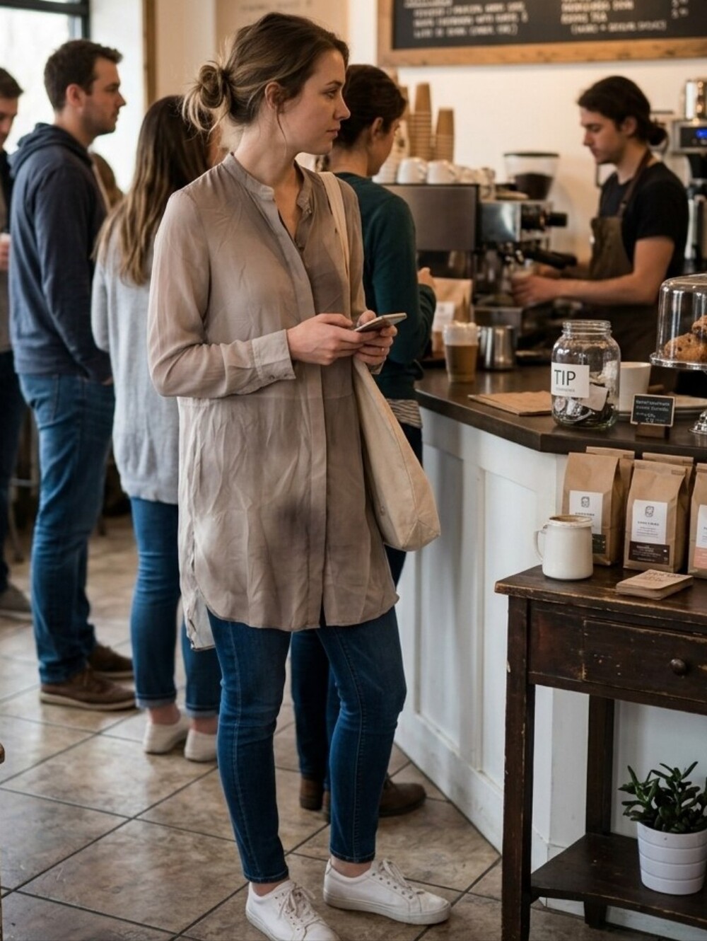 Wilfred Silk Blouse in Soft Taupe